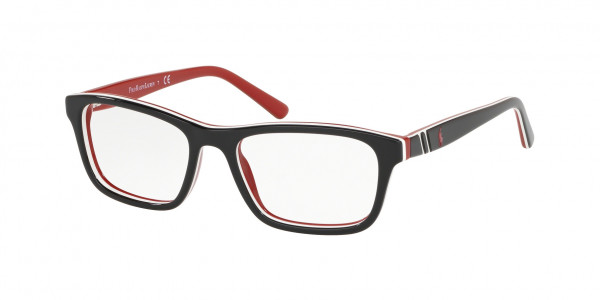 Ralph Lauren Children PP8536 Eyeglasses, 5790 SHINY BLACK ON WHITE/RED (BLACK)