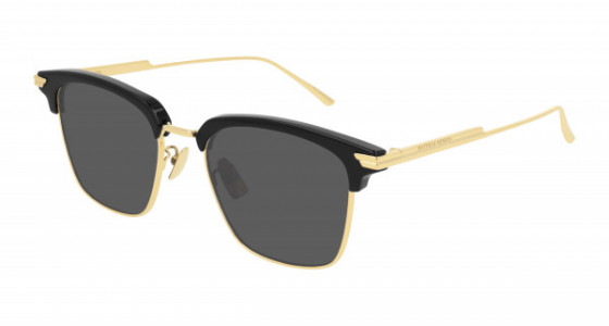 Bottega Veneta BV1007SK Sunglasses, 001 - BLACK with GOLD temples and GREY lenses