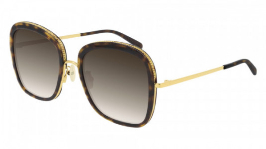 Stella McCartney SC0206S Sunglasses, 002 - HAVANA with GOLD temples and BROWN lenses