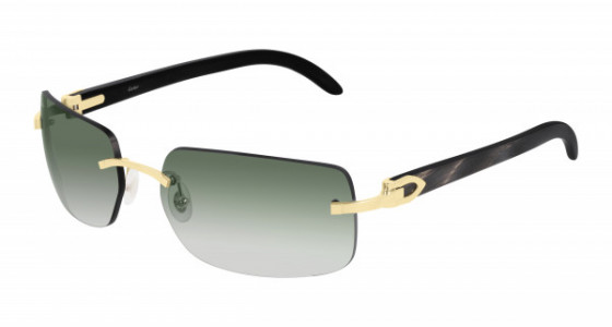 Cartier CT0022RS Sunglasses, 001 - GOLD with BLACK temples and GREEN lenses