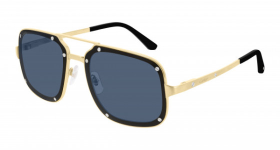 Cartier CT0194S Sunglasses, 003 - GOLD with LIGHT BLUE lenses