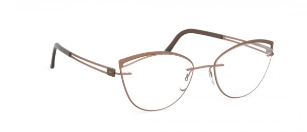 Silhouette Aperture Accent Rings FU Eyeglasses, 6040 Leather Brown