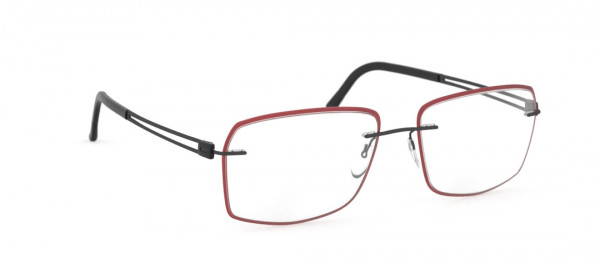 Silhouette Aperture Accent Rings JH Eyeglasses, 9040 Black / Royal Red