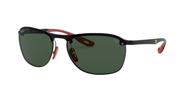 Ray-Ban RB4302M FERRARI Sunglasses, F60171 FERRARI BLACK DARK GREEN (BLACK)