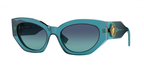 Versace VE4376B Sunglasses, 53164S TRANSPARENT TURQUOISE AZURE GR (BLUE)