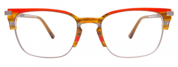 EasyClip EC531 Eyeglasses, 010 - Brown & Red & Grey Marbled & Matt Steel