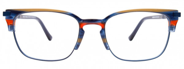EasyClip EC531 Eyeglasses, 050 - Blue & Red & Brown Marbled & Matt Navy