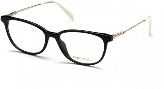 Emilio Pucci EP5137 Eyeglasses, 001 - Shiny Black Front, Pale Gold Temples, Shiny White Tips
