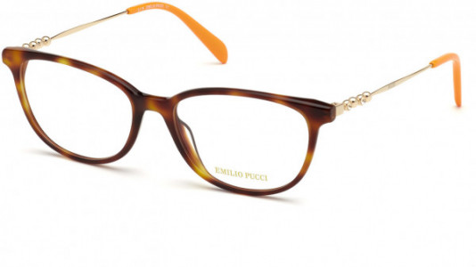 Emilio Pucci EP5137 Eyeglasses, 052 - Shiny Classic Havana Front, Rose Gold Temples, Shiny Neon Orange Tips