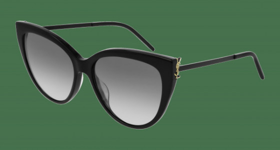 Saint Laurent SL M48S_A Sunglasses, 002 - BLACK with SMOKE lenses