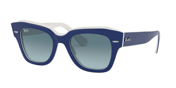 Ray-Ban RB2186 STATE STREET Sunglasses, 12993M STATE STREET BLUE ON WHITE BLU (BLUE)