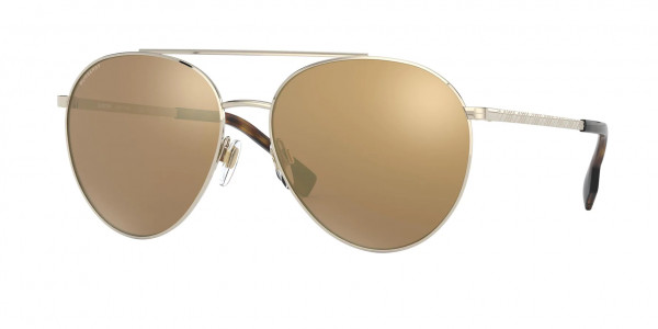 Burberry BE3115 GLOUCESTER Sunglasses, 11092T GLOUCESTER PALE GOLD POLAR BRO (GOLD)