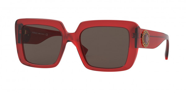 Versace VE4384B Sunglasses, 528073 TRANSPARENT RED DARK BROWN (RED)