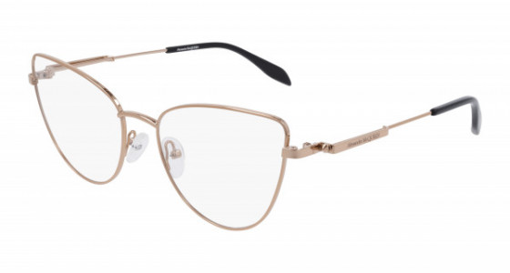 Alexander McQueen AM0268O Eyeglasses, 002 - GOLD with TRANSPARENT lenses