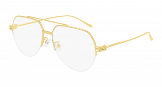 Bottega Veneta BV1050O Eyeglasses, 001 - GOLD with TRANSPARENT lenses