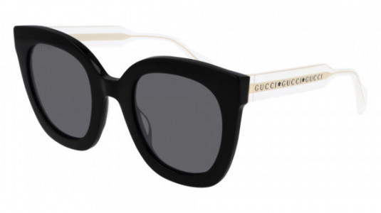 Gucci GG0564S Sunglasses, 001 - BLACK with CRYSTAL temples and GREY lenses