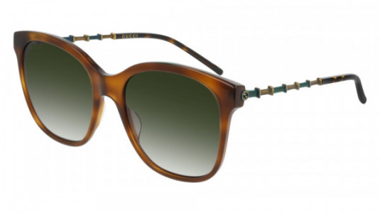 Gucci GG0654S Sunglasses, 002 - HAVANA with GOLD temples and GREEN lenses