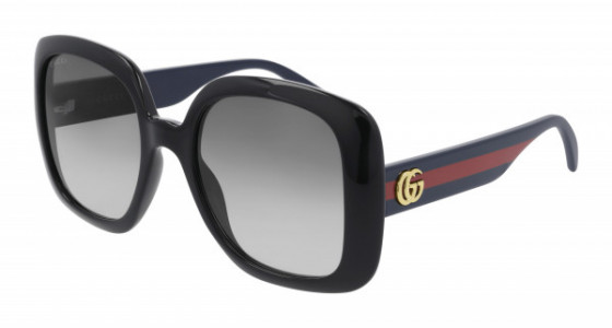 Gucci GG0713S Sunglasses, 001 - BLACK with BLUE temples and GREY lenses