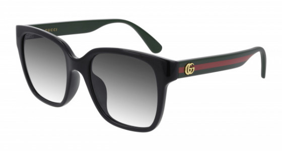 Gucci GG0715SA Sunglasses, 001 - BLACK with GREEN temples and GREY lenses