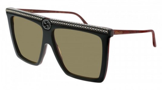 Gucci GG0733S Sunglasses, 005 - GREEN with BROWN temples and GREEN lenses