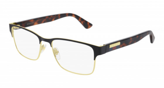 Gucci GG0750O Eyeglasses, 002 - BLACK with HAVANA temples and TRANSPARENT lenses