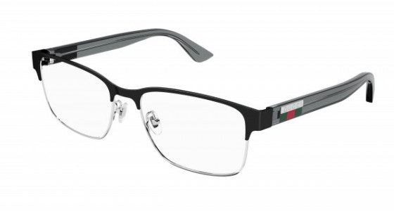 Gucci GG0750O Eyeglasses, 004 - SILVER with GREY temples and TRANSPARENT lenses