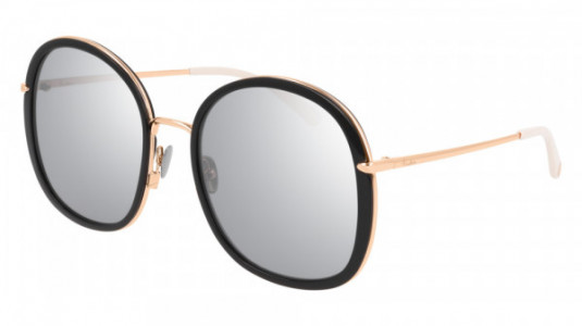 Pomellato PM0081S Sunglasses, 003 - BLACK with GOLD temples and SILVER lenses