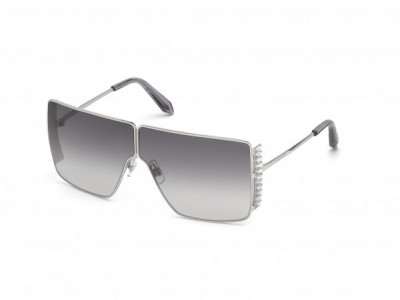Atelier Swarovski SK0236-P Sunglasses, 16B - Shiny Palladium, Crystals Decor, Shiny Transp. Grey/ Gradient Smoke