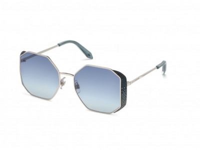 Atelier Swarovski SK0238-P Sunglasses, 16W - Shiny Palladium, Blue Crystals, Shiny Transp. Blue/ Gradient Blue