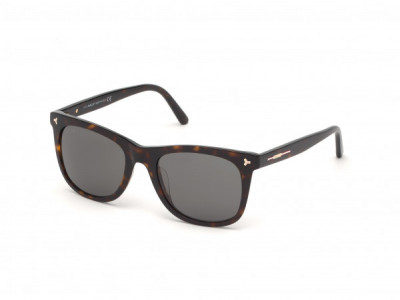 Bally BY0014-H Sunglasses, 52A - Shiny Dark Havana, Rose Gold Metal Detail, Smoke Lenses