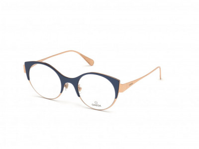 Omega OM5002-H Eyeglasses, 090 - Shiny Pink Gold, Shiny Pearlescent Blue