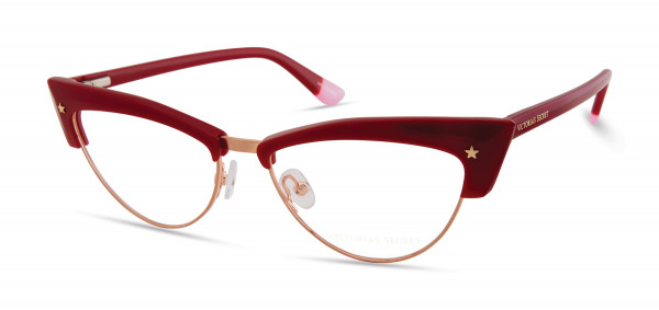 Victoria's Secret VS5018 Eyeglasses, 069 - Dark Red,  Rose Rim W/ Gold Star On End Pieces