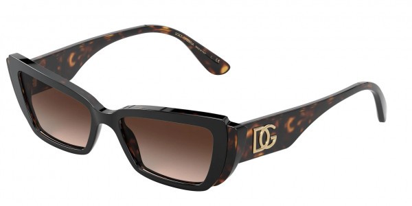 Dolce & Gabbana DG4382F Sunglasses, 327013 TOP BLACK ON HAVANA (BLACK)