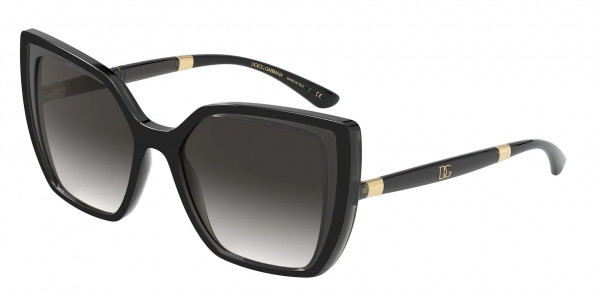 Dolce & Gabbana DG6138 Sunglasses, 32468G BLACK ON TRANSPARENT GREY LIGH (BLACK)