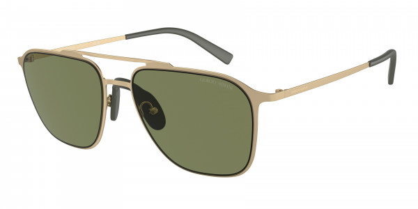 Giorgio Armani AR6110 Sunglasses, 30022A MATTE PALE GOLD GREEN (GOLD)