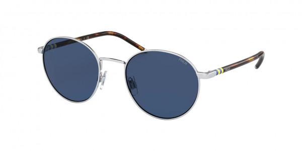 Polo PH3133 Sunglasses, 900180 SHINY SILVER DARK BLUE (SILVER)