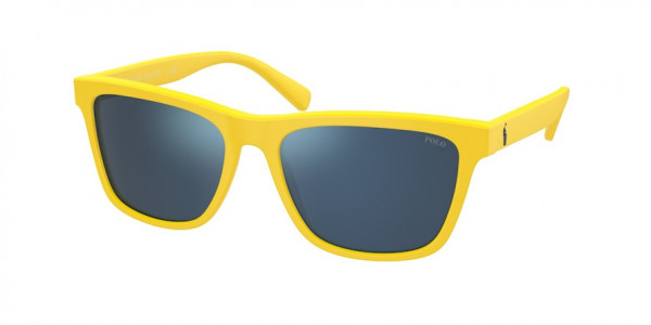 Polo PH4167 Sunglasses, 542055 MATTE YELLOW DARK BLUE MIRROR (YELLOW)