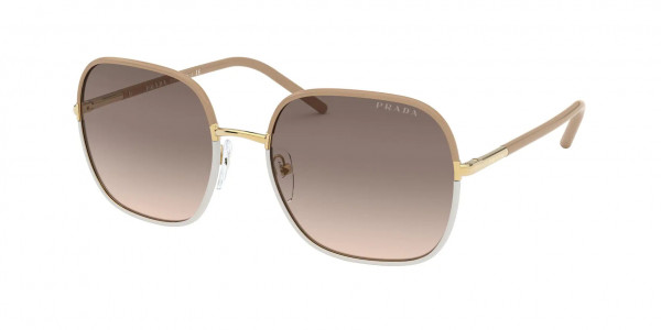 Prada PR 67XS Sunglasses, 09G3D0 BEIGE/WHITE LT BROWN GRAD LT G (BEIGE)