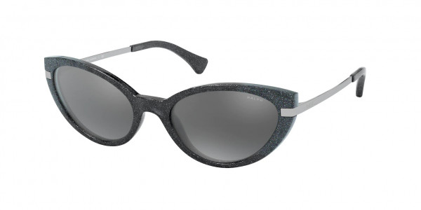 Ralph RA5266 Sunglasses, 58406G SHINY BLACK GLITTER GREY MIRRO (BLACK)