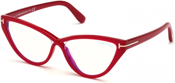 Tom Ford FT5729-B Eyeglasses, 075 - Shiny Pearled Pink / Blue Block Lenses