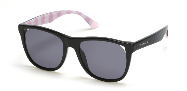 Victoria's Secret VS0048 Sunglasses, 01A - Black With Grey Lens, Inside Temples With Stripes