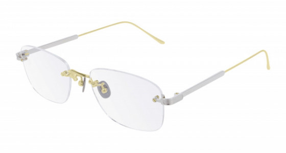 Cartier CT0228O Eyeglasses, 001 - GOLD with SILVER temples and TRANSPARENT lenses