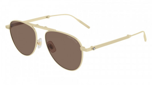 Montblanc MB0091S Sunglasses, 002 - GOLD with BROWN lenses