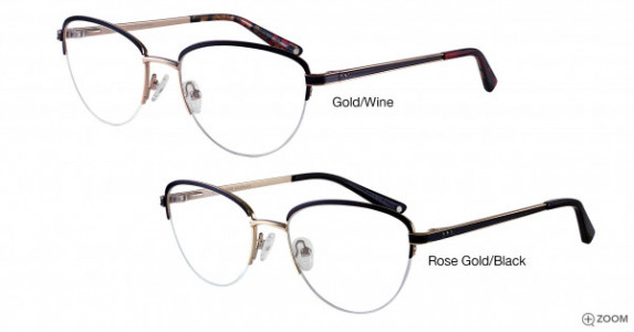 Bulova Cherryland Eyeglasses, Rose Gold/Black