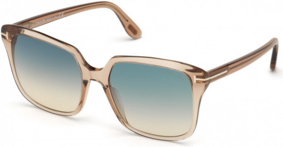 Tom Ford FT0788 Faye-02 Sunglasses, 45P - Shiny Transparent Champagne/ Grad. Turquoise-To-Sand Lenses
