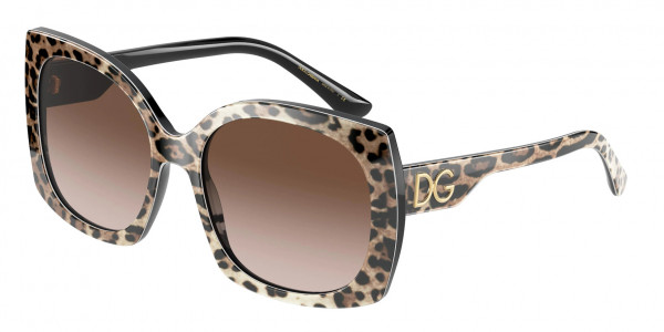 Dolce & Gabbana DG4385F Sunglasses, 316313 LEO BROWN ON BLACK BROWN GRADI (BROWN)