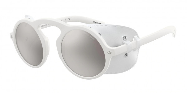 Giorgio Armani AR8143Q Sunglasses, 53446G WHITE LIGHT GREY MIRROR SILVER (WHITE)