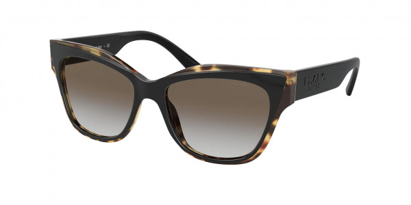 Prada PR 23XSF Sunglasses, 3890A7 BLACK/HAVANA MEDIA GREY GRADIE (BLACK)