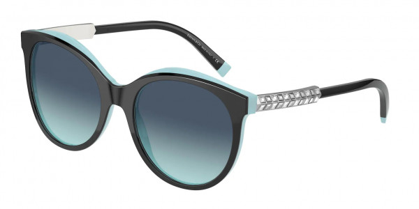 Tiffany & Co. TF4175BF Sunglasses, 82859S BLACK ON CRYSTAL TIFFANY BLUE (BLACK)