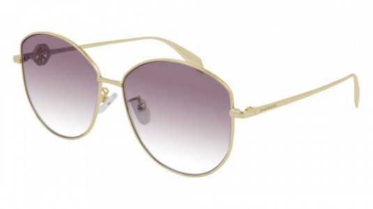 Alexander McQueen AM0288S Sunglasses, 003 - GOLD with VIOLET lenses